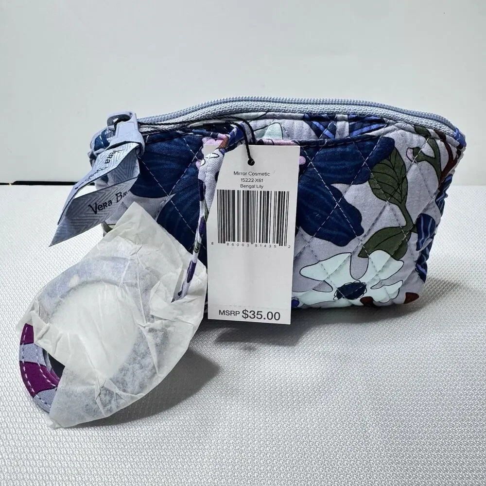 NWT Vera Bradley Compact Travel Cosmetic Makeup Bag Bengal Lily